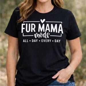Hand pressed Gildan Black 'Fur Mama' Tee